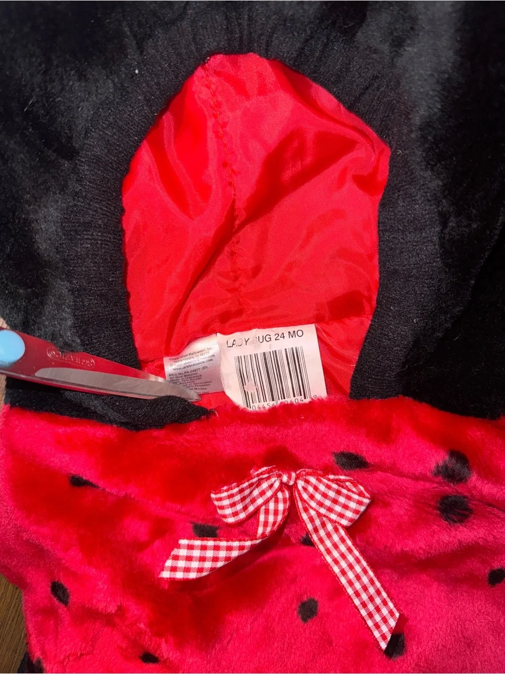 Toddler 24 Months Plush Ladybug Halloween Costume With Hood & Antennas